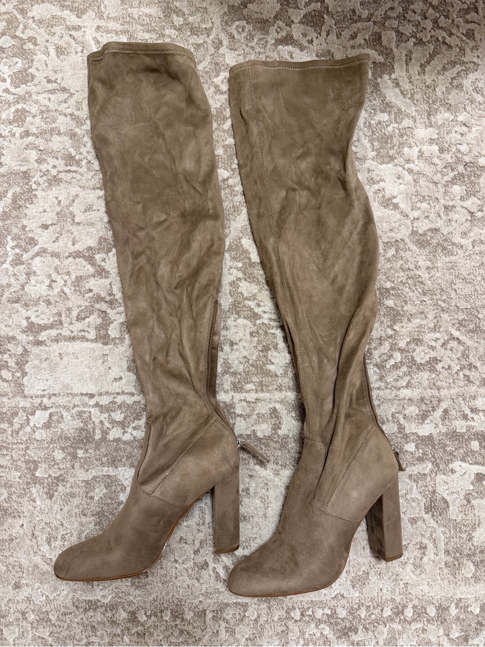 Steve Madden Taupe Over-the-Knee Block Heel Boots